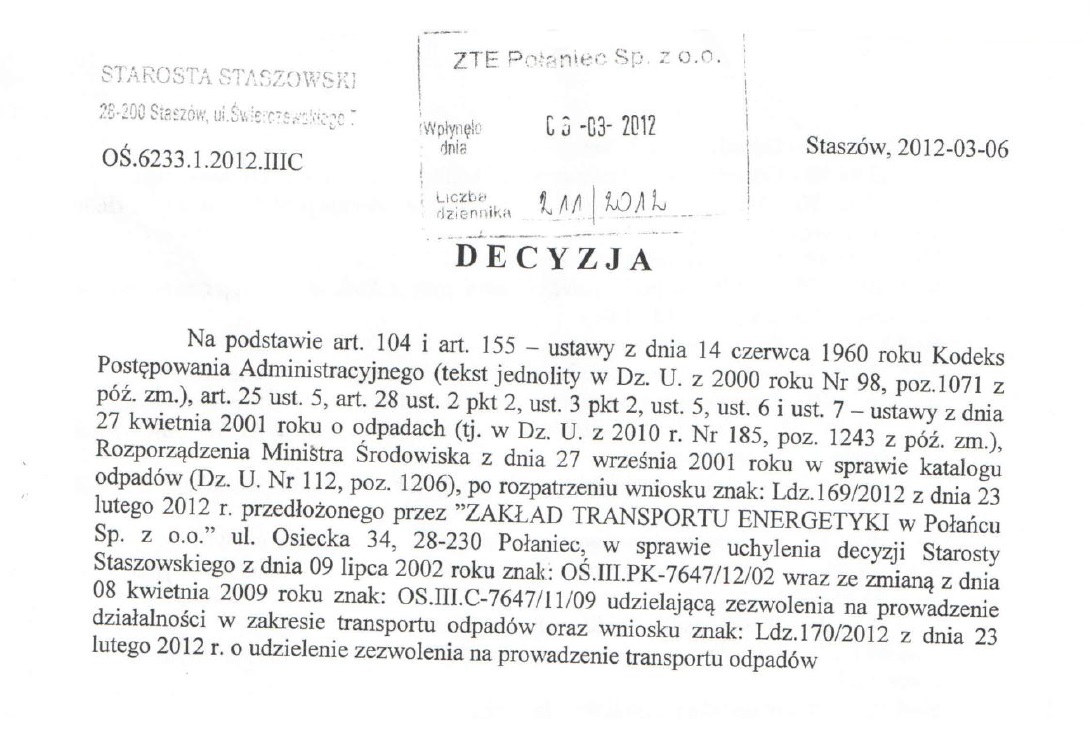 Oferta w zakresie sprzątania przemysłowego - ZTE Połaniec Sp. z o.o.